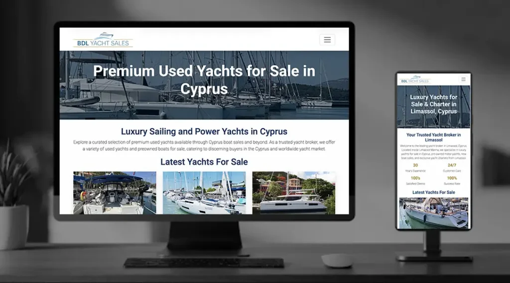 Bespoke designed, WordPress website for a Yacht Broker
