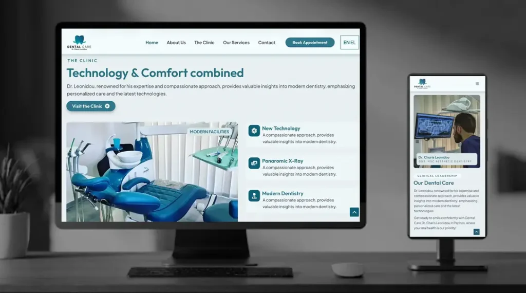 Bespoke designed, WordPress website for a Dental Care Practice